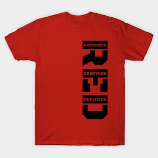 Remember Everyone Deployed RED Friday Vertical Black Print T-Shirt